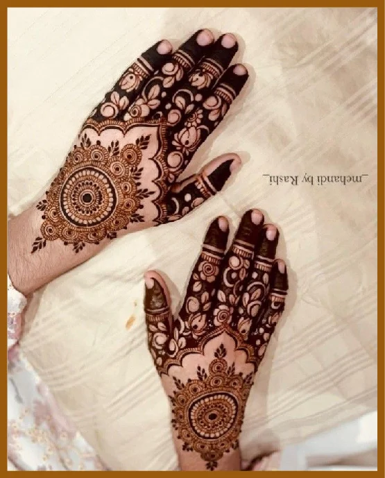Stylish Back Hand Flower Pattern Mehndi Design With Mandala